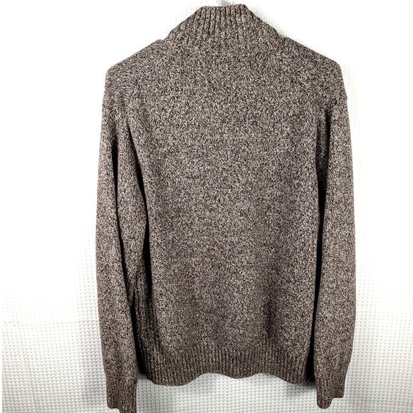 Tommy Hilfiger Sweater Large Brown Marled 1/4 Zip Made in Hong Kong Cotton Knit - Picture 5 of 5